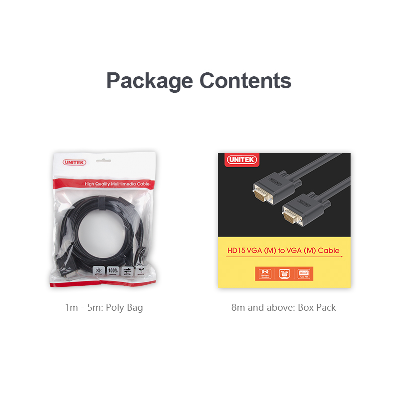 Buy Unitek VGA to VGA Cable - Y-C504G - 3.0m in Cyprus, Nicosia, Limassol, Larnaka, Pafos