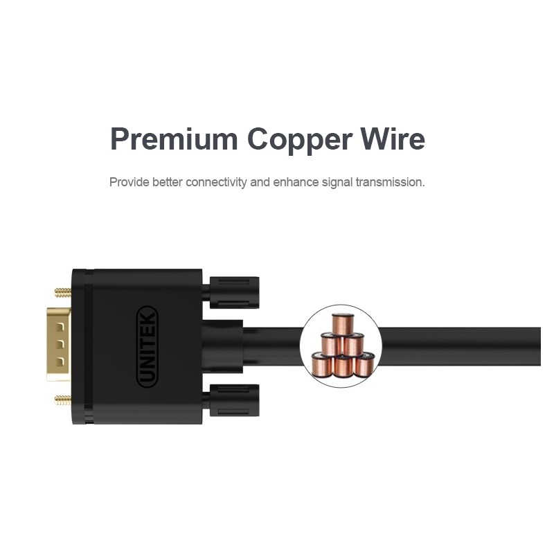 Buy Unitek VGA to VGA Cable - Y-C504G - 3.0m in Cyprus, Nicosia, Limassol, Larnaka, Pafos