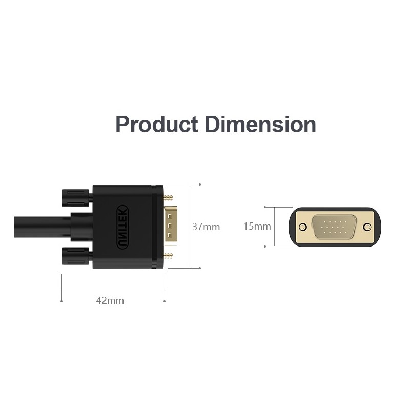 Buy Unitek VGA to VGA Cable - Y-C504G - 3.0m in Cyprus, Nicosia, Limassol, Larnaka, Pafos
