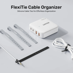Buy Unitek Cable Organizer Silicone FlexiTies - OT1095A - 5pk (2xBlack 3xGrey) 1... in Cyprus, Nicosia, Limassol, Larnaka, Pafos