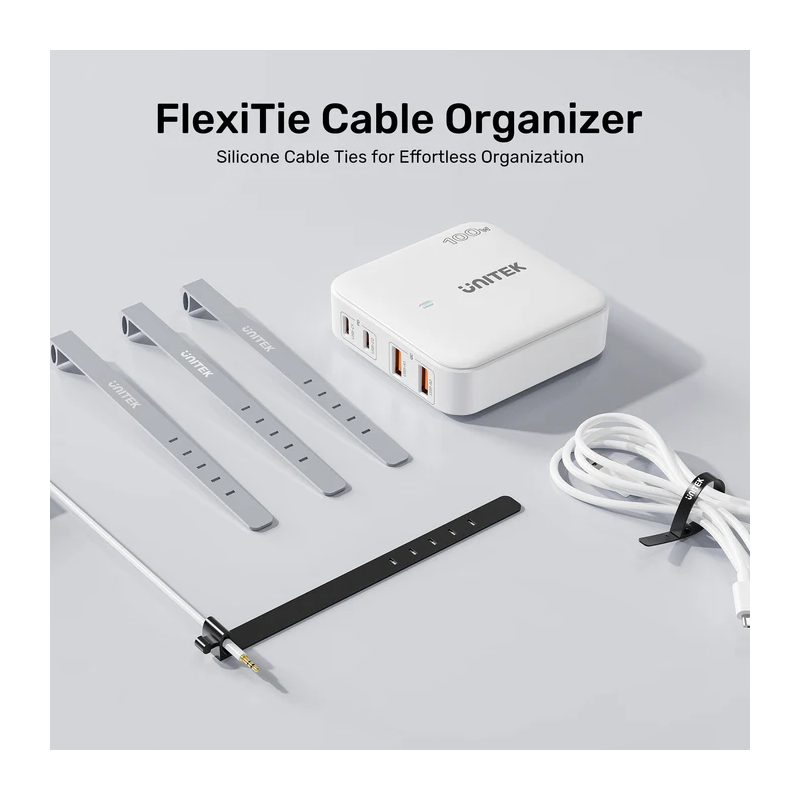 Buy Unitek Cable Organizer Silicone FlexiTies - OT1095A - 5pk (2xBlack 3xGrey) 1... in Cyprus, Nicosia, Limassol, Larnaka, Pafos
