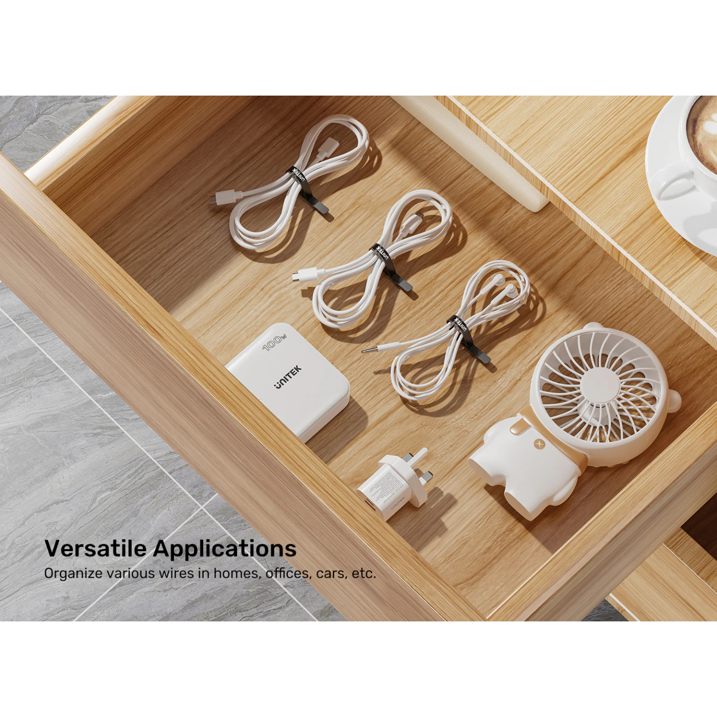 Unitek Cable Organizer Silicone FlexiTies - OT1095A - 5pk (2xBlack 3xGrey) 135x10mm — Buy in Cyprus with Fast Delivery