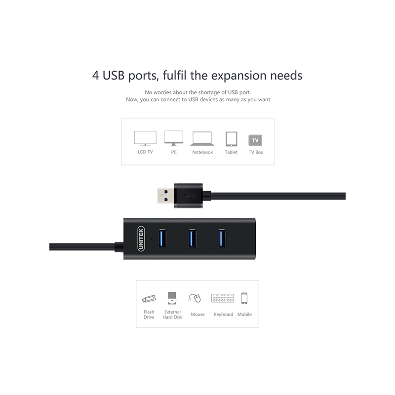 Buy Unitek USB 3.0 Hub 4 ports with Micro USB Power Port - Y-3089 - USB 3.0 Hub ... in Cyprus, Nicosia, Limassol, Larnaka, Pafos