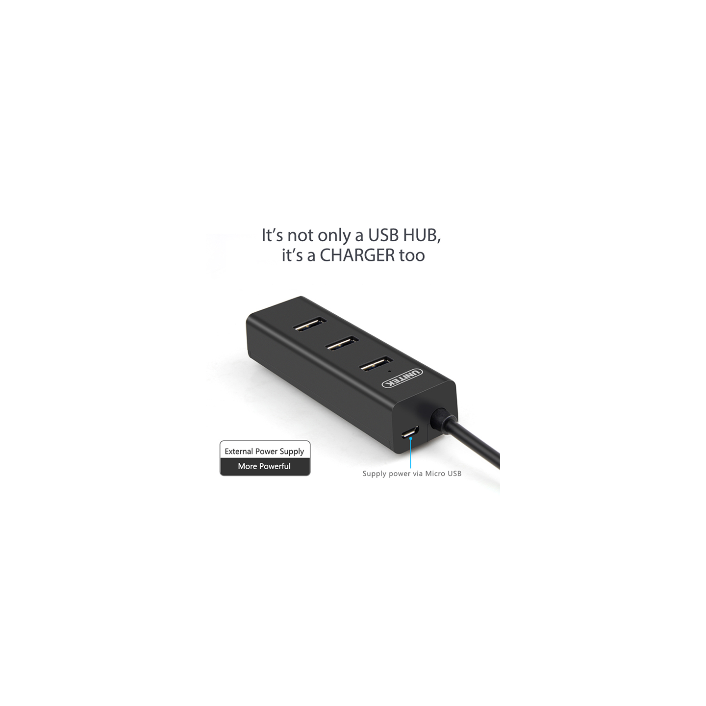 Unitek USB 3.0 Hub 4 ports with Micro USB Power Port - Y-3089 - USB 3.0 Hub 4 ports with Micro USB Power Port