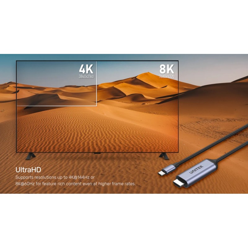 Buy Unitek Converter USB-C to HDMI Cable - V1423B - 8K60Hz 1.8m in Cyprus, Nicosia, Limassol, Larnaka, Pafos