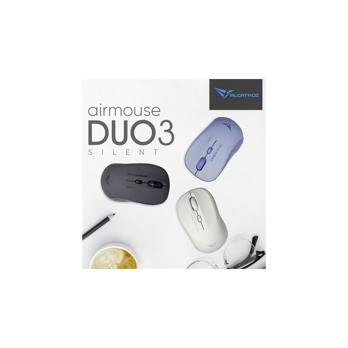 Alcatroz Airmouse Duo 3 Silent Wireless & Bluetooth Mouse 1200 CPI White (Boxed) — Buy in Cyprus with Fast Delivery