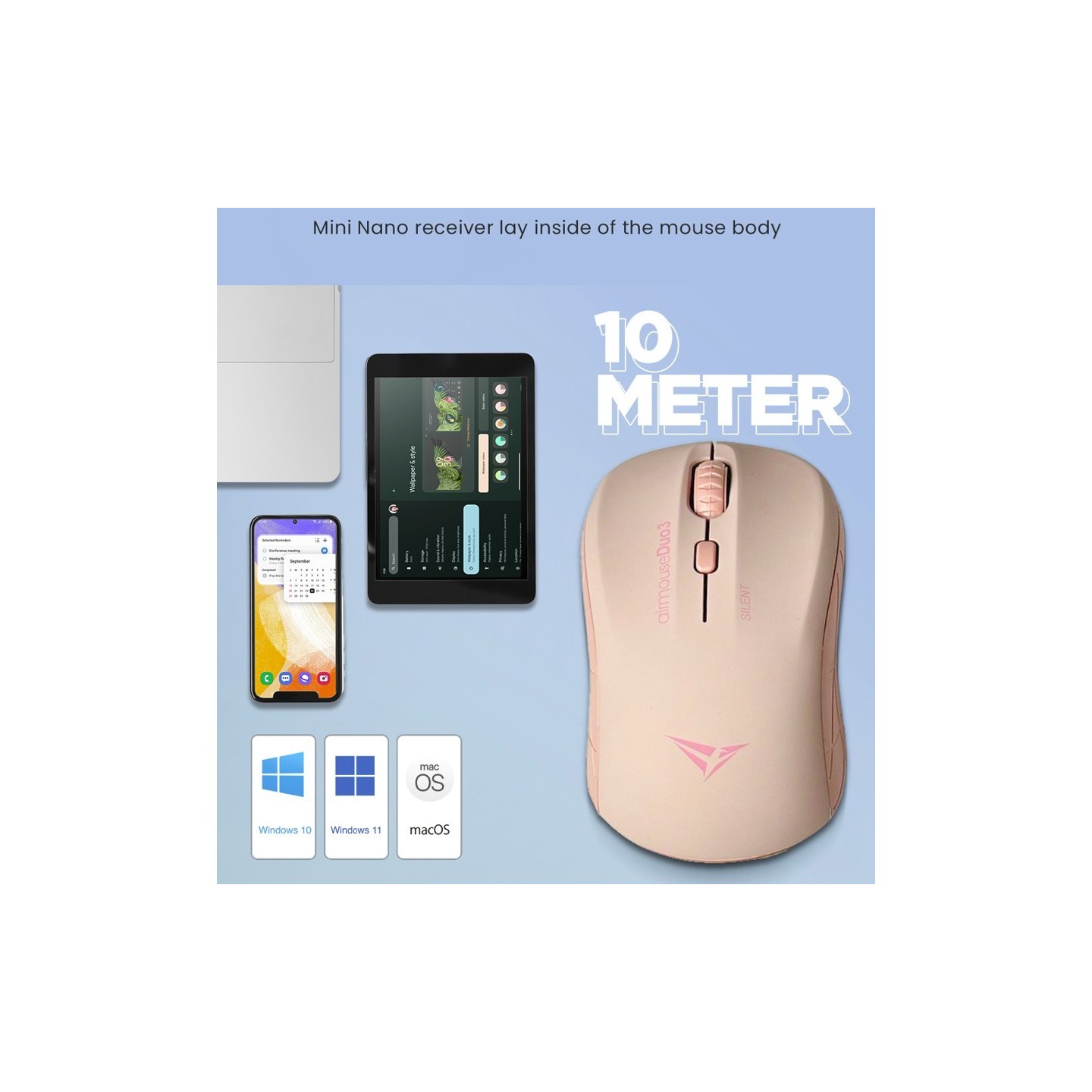 Alcatroz Airmouse Duo 3 Silent Wireless & Bluetooth Mouse 1200 CPI White (Boxed) — Buy in Cyprus with Fast Delivery