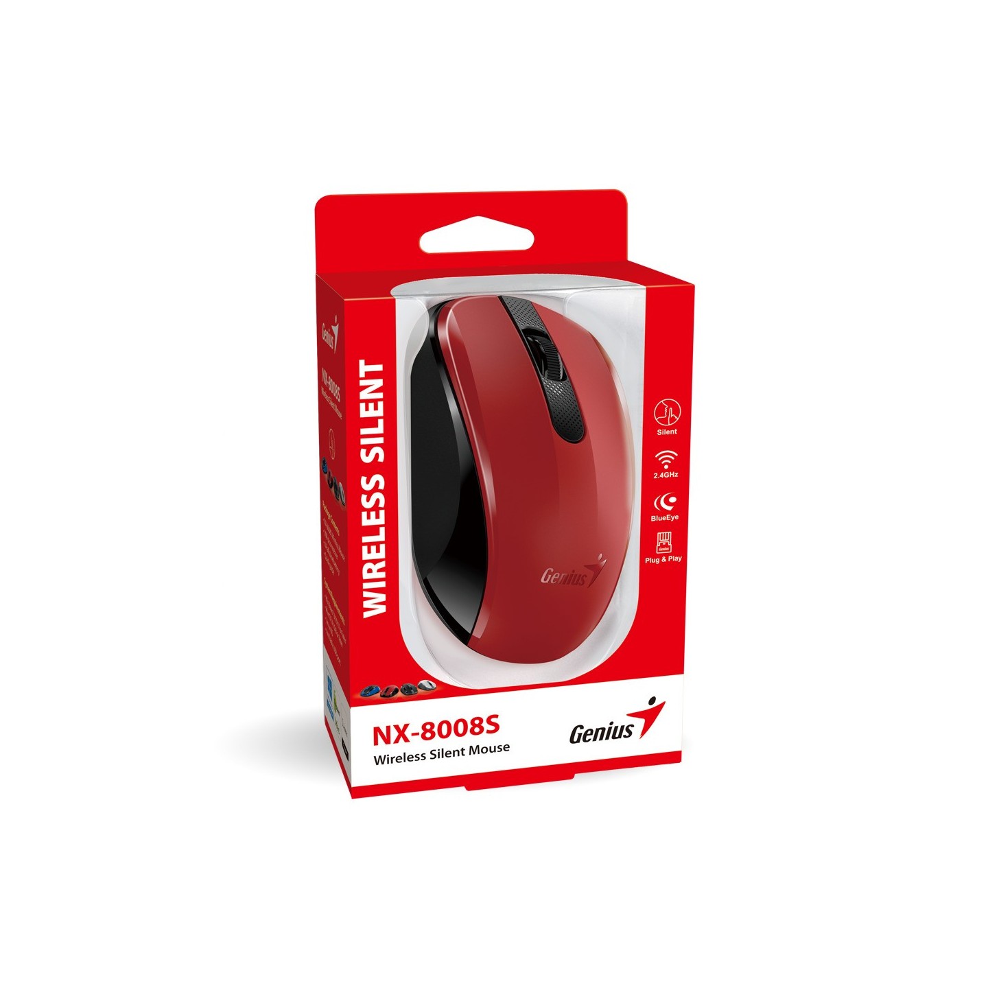Genius NX-8008S Wireless Silent Mouse - 1200 DPI - Red (Boxed) — Buy in Cyprus with Fast Delivery