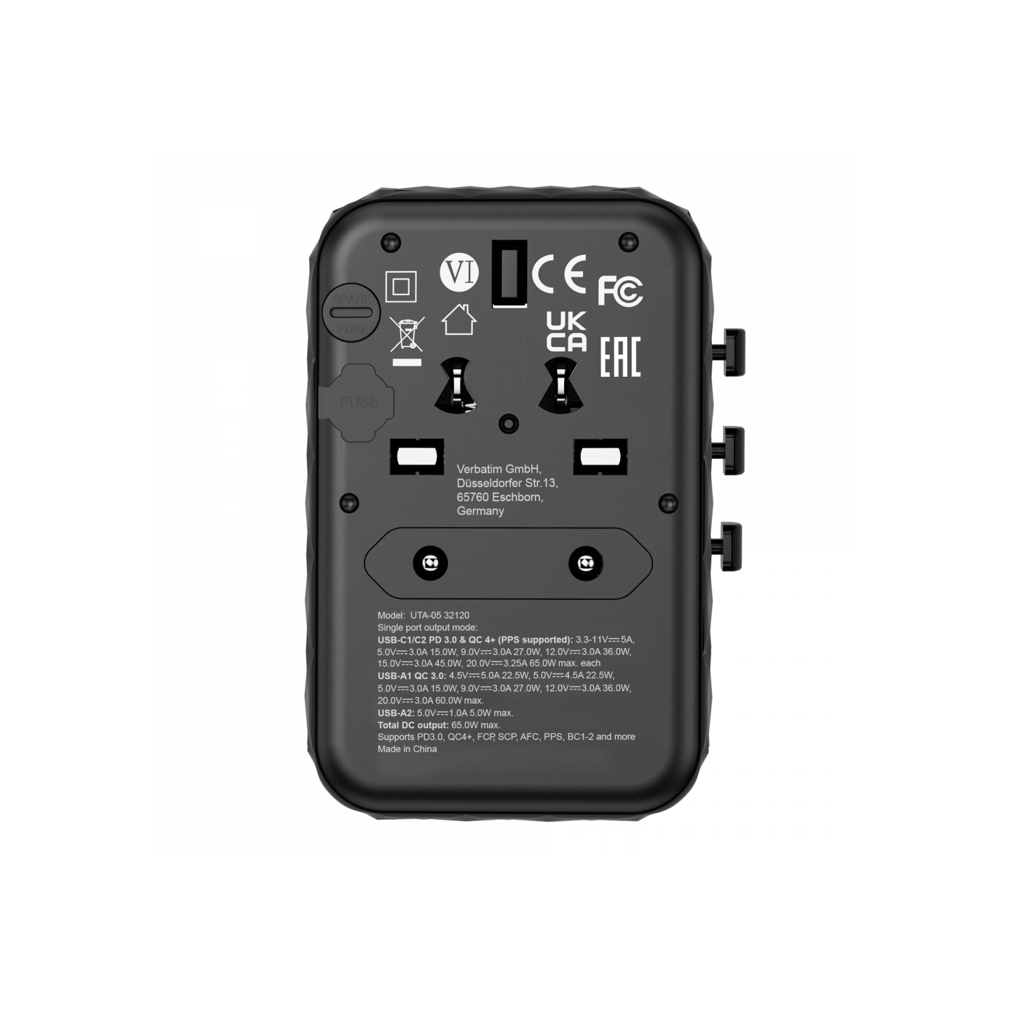 Verbatim Charger Travel Adapter World to World GAN III 65W 2xC 2xA - UTA-05 - 65W 2xC 2xA — Buy in Cyprus with Fast Delivery