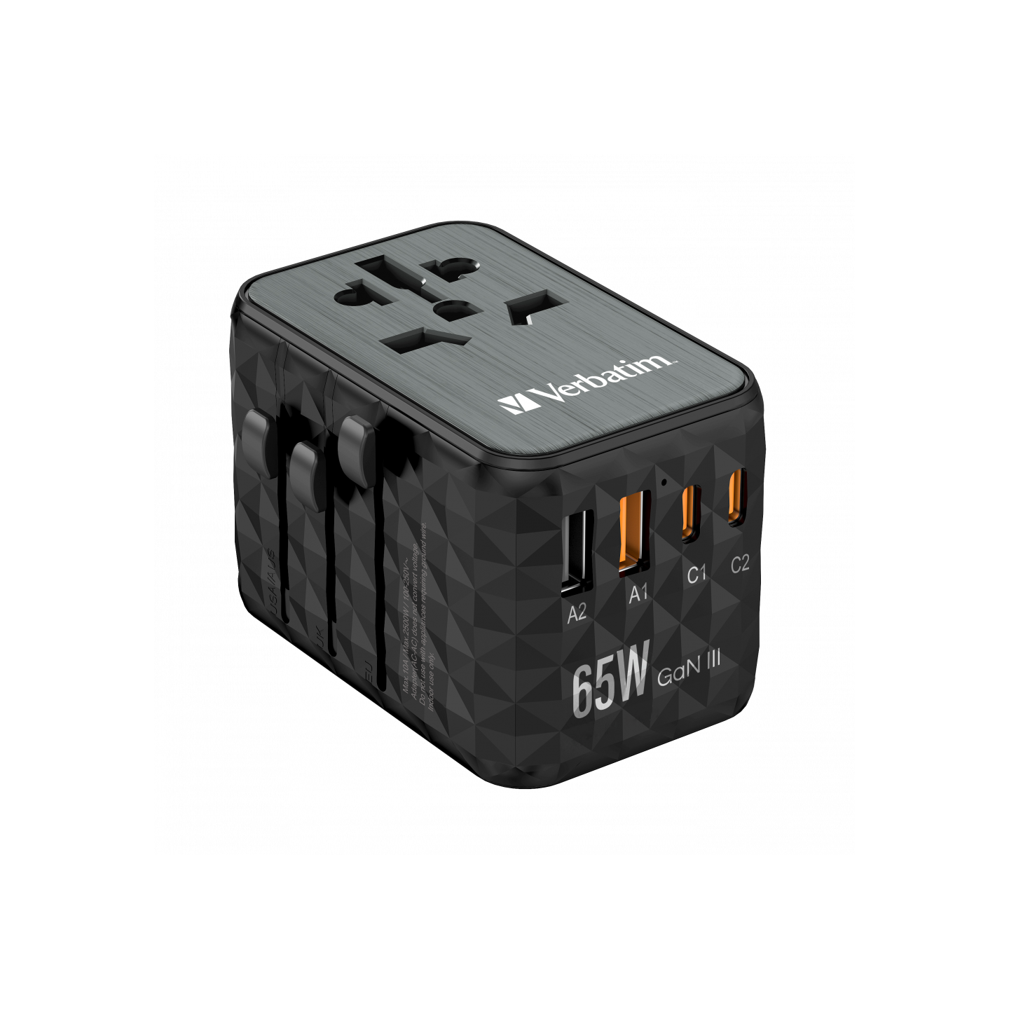 Verbatim Charger Travel Adapter World to World GAN III 65W 2xC 2xA - UTA-05 - 65W 2xC 2xA — Buy in Cyprus with Fast Delivery