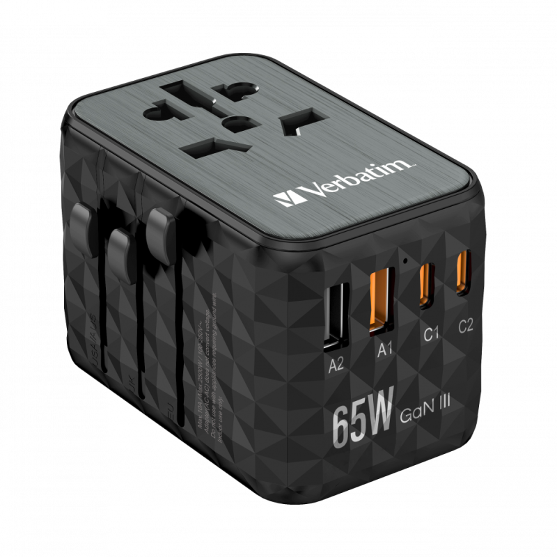 Buy Verbatim Charger Travel Adapter World to World GAN III 65W 2xC 2xA - UTA-05 ... in Cyprus, Nicosia, Limassol, Larnaka, Pafos