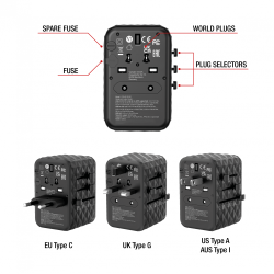 Buy Verbatim Charger Travel Adapter World to World GAN III 65W 2xC 2xA - UTA-05 ... in Cyprus, Nicosia, Limassol, Larnaka, Pafos