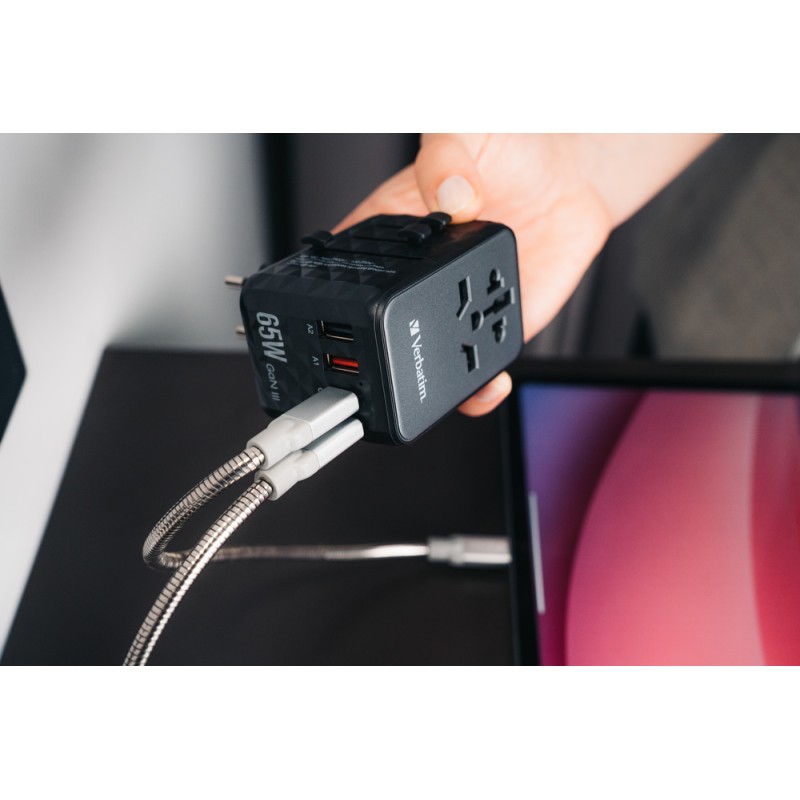 Buy Verbatim Charger Travel Adapter World to World GAN III 65W 2xC 2xA - UTA-05 ... in Cyprus, Nicosia, Limassol, Larnaka, Pafos