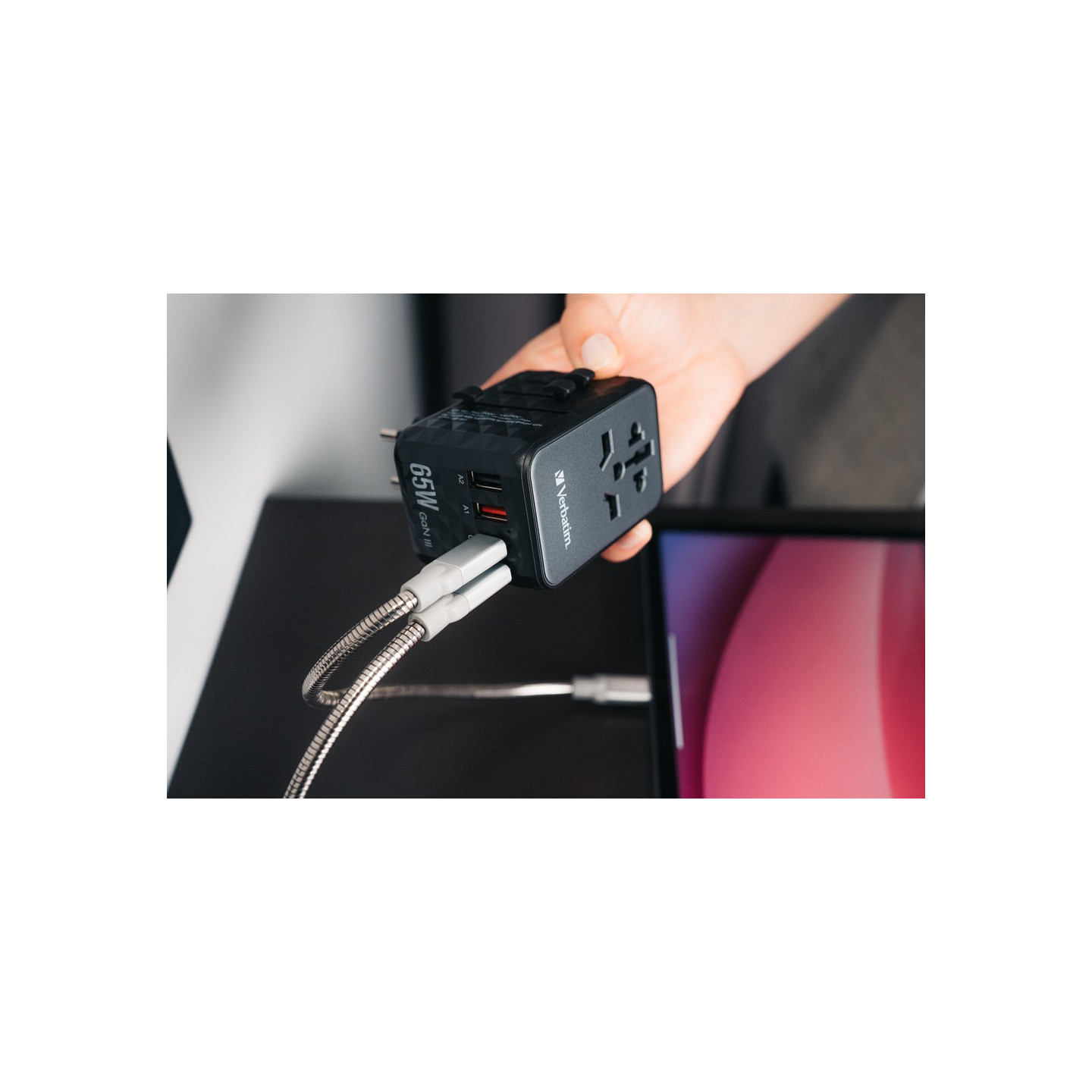 Verbatim Charger Travel Adapter World to World GAN III 65W 2xC 2xA - UTA-05 - 65W 2xC 2xA — Buy in Cyprus with Fast Delivery