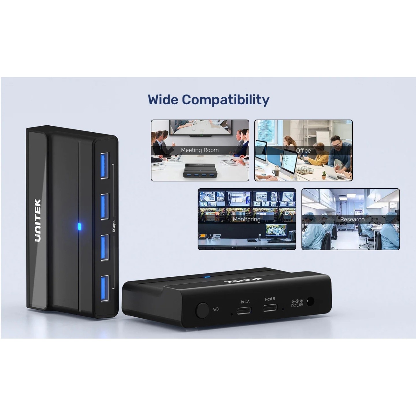 Unitek KVM USB-C 2-Port Switch with 4-Port USB Hub - H1310A - USB-C 2-Port Switch with 4-Port USB Hub