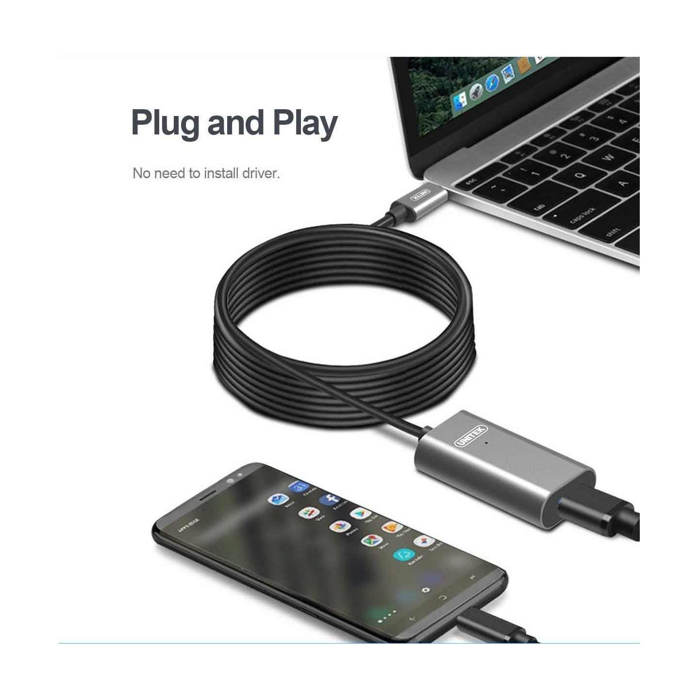 Unitek USB3.1 USB-C Male to USB-A Female - U304A - Active Extension Cable 5m — Buy in Cyprus with Fast Delivery
