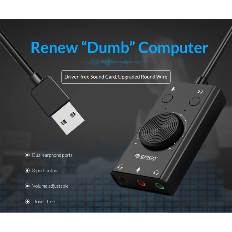 Buy Orico Converter USB-A to Sound Card - SC2 - USB-A to Sound Card with Volume in Cyprus, Nicosia, Limassol, Larnaka, Pafos