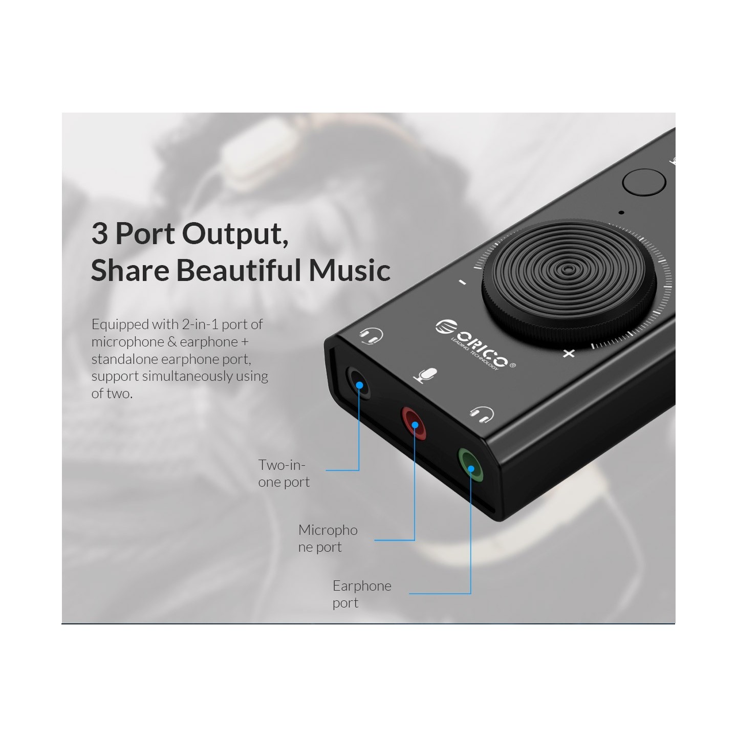 Orico Converter USB-A to Sound Card - SC2 - USB-A to Sound Card with Volume — Buy in Cyprus with Fast Delivery