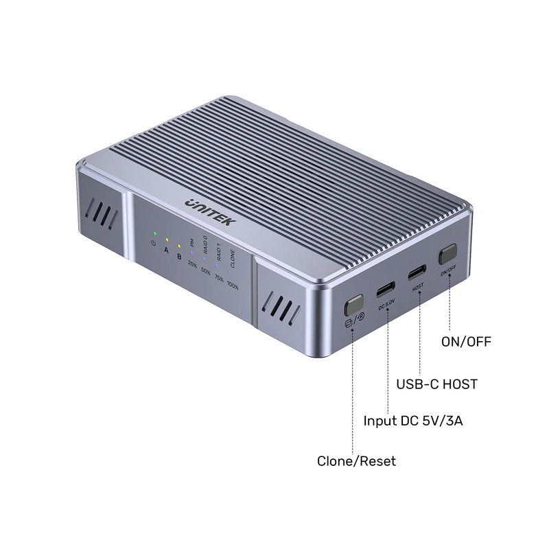 Buy Unitek USB-C 2-Bay External M2 SSD Enclosure with RAID - S1247A - 20Gbps in Cyprus, Nicosia, Limassol, Larnaka, Pafos