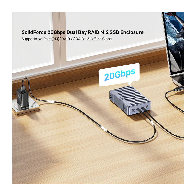 Buy Unitek USB-C 2-Bay External M2 SSD Enclosure with RAID - S1247A - 20Gbps in Cyprus, Nicosia, Limassol, Larnaka, Pafos