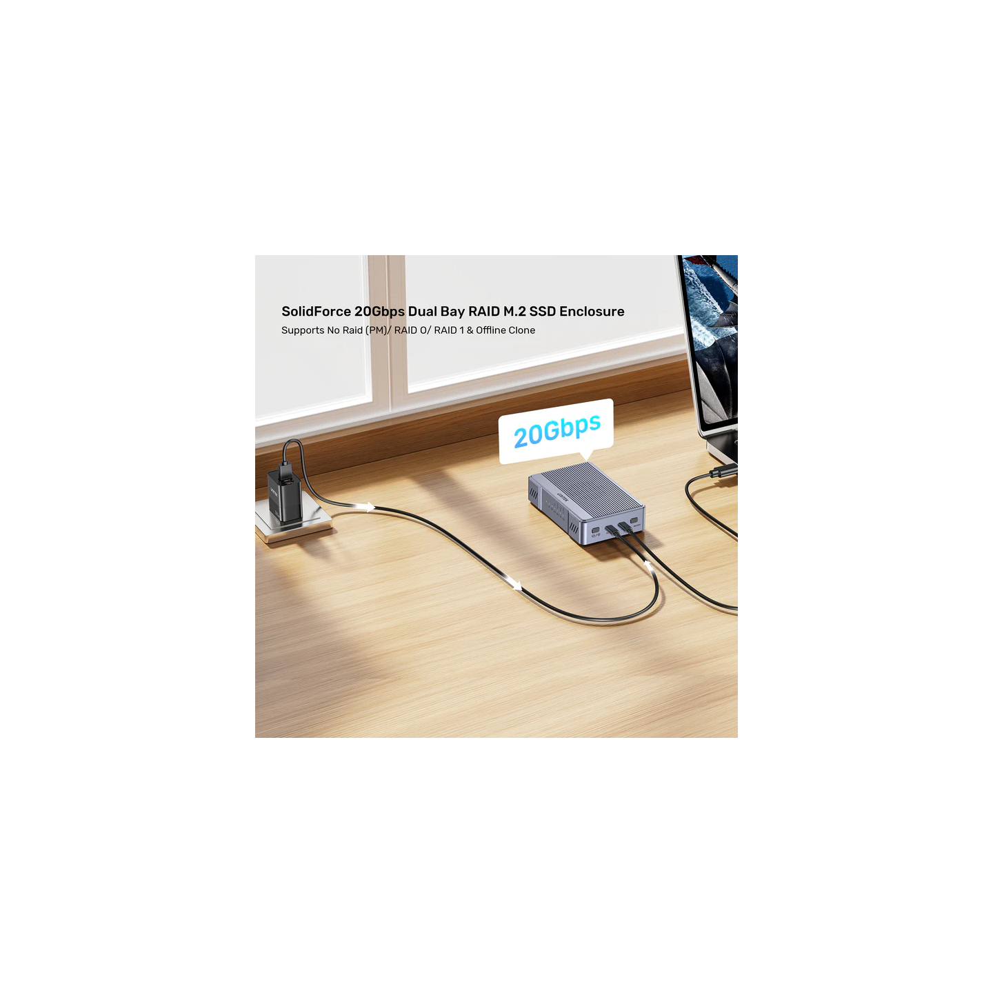 Unitek USB-C 2-Bay External M2 SSD Enclosure with RAID - S1247A - 20Gbps — Buy in Cyprus with Fast Delivery