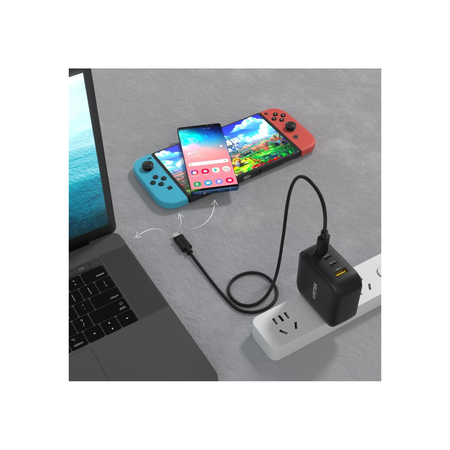 Unitek 100W 4in1 GaN Multiplug Charger Black - P1112ABK - 100W 4in1 GaN Multiplug Charger Black