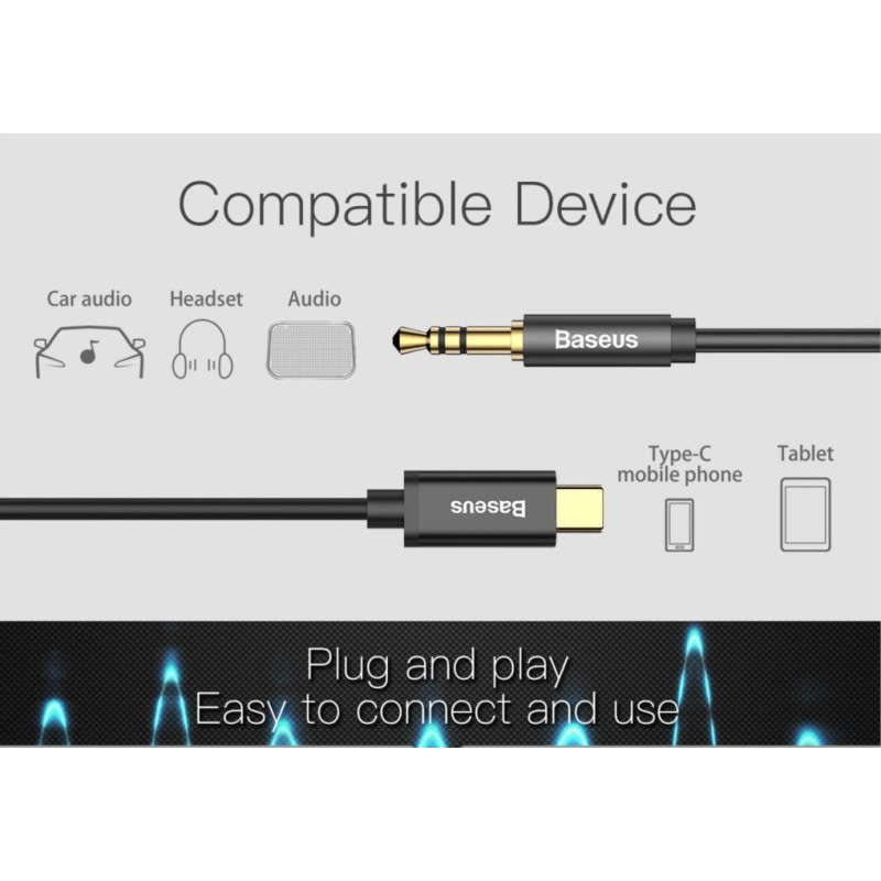 Buy Baseus Yiven Type-C Male to 3.5 Male Audio Cable - 1.2m in Cyprus, Nicosia, Limassol, Larnaka, Pafos