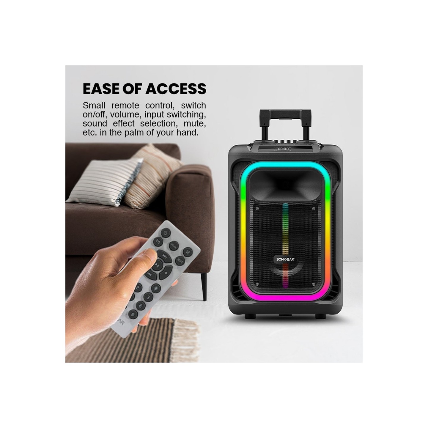 SonicGear HYPERBOX - 1500 Pro - 15'' Portable Karaoke Speaker 240W BT USB 2x Wireless Mics — Buy in Cyprus with Fast Delivery