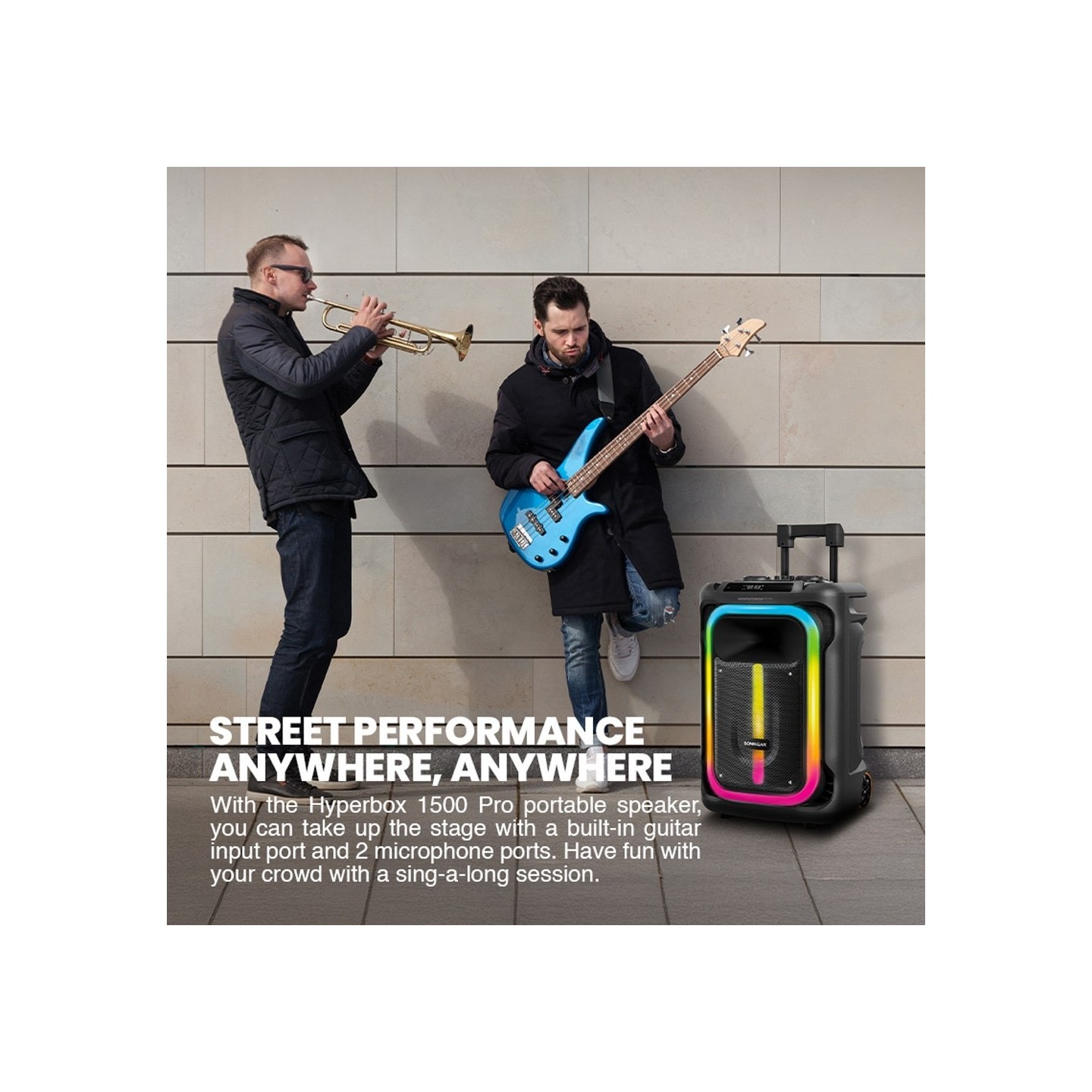 SonicGear HYPERBOX - 1500 Pro - 15'' Portable Karaoke Speaker 240W BT USB 2x Wireless Mics — Buy in Cyprus with Fast Delivery