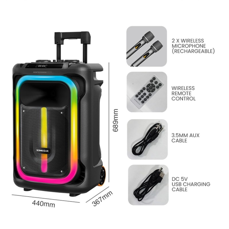 Buy SonicGear HYPERBOX - 1500 Pro - 15'' Portable Karaoke Speaker 240W BT USB 2x... in Cyprus, Nicosia, Limassol, Larnaka, Pafos