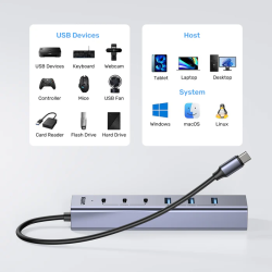 Unitek H1335A 7-Port USB-C Hub 3xC 10Gbps 4xA 5Gbps w/Power Supply — Armenius Store Cyprus