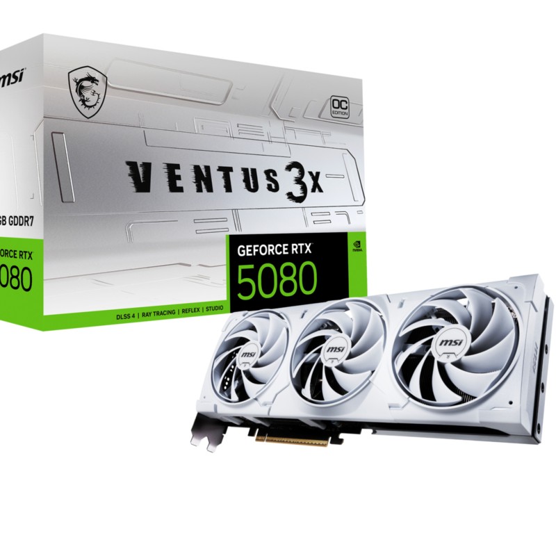 Buy MSI VENTUS 3X OC GeForce RTX 5080 - White, 16GB GDDR7, 2640 MHz Boost in Cyprus, Nicosia, Limassol, Larnaka, Pafos