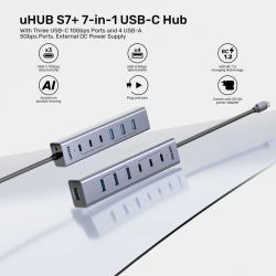Unitek H1335A 7-Port USB-C Hub 3xC 10Gbps 4xA 5Gbps w/Power Supply — Armenius Store Cyprus