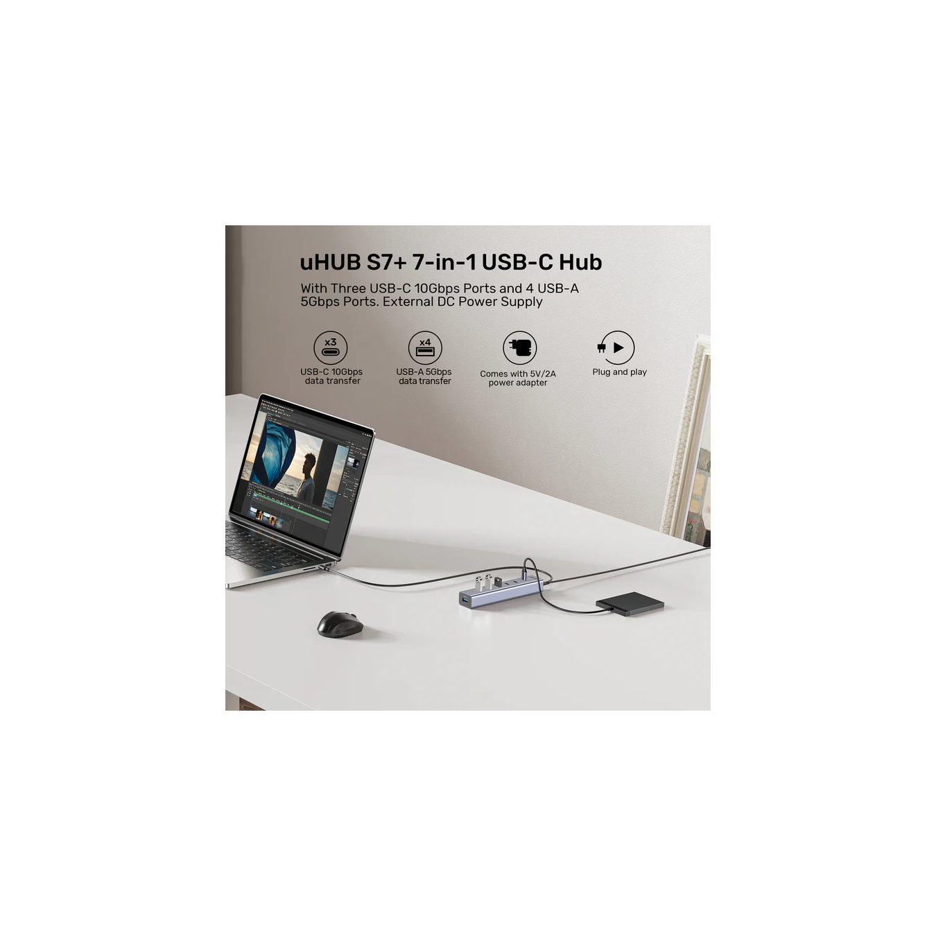 Unitek H1335A 7-Port USB-C Hub – 3x 10Gbps USB-C + 4x 5Gbps USB-A | Armenius Store