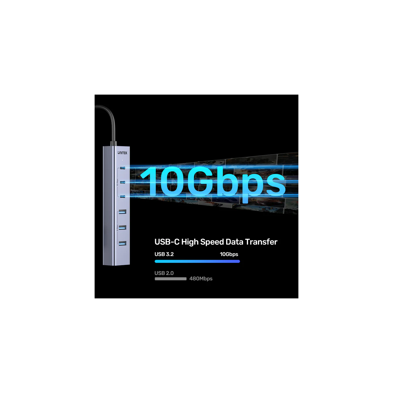 Unitek H1335A 7-Port USB-C Hub – 3x 10Gbps USB-C + 4x 5Gbps USB-A | Armenius Store