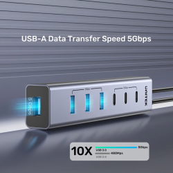 Unitek H1335A 7-Port USB-C Hub 3xC 10Gbps 4xA 5Gbps w/Power Supply — Armenius Store Cyprus