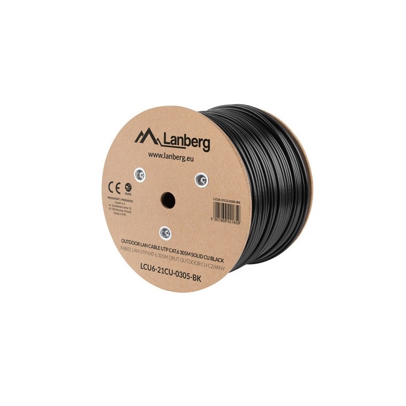 Buy Lanberg CAT6 UTP CU Cable Outdoor 305m Black - LCU6-21CU-0305-BK - Cat6 UTP ... in Cyprus, Nicosia, Limassol, Larnaka, Pafos