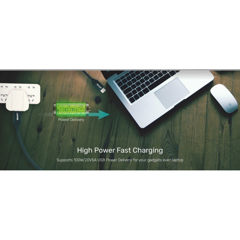 Unitek C14059BK Braided USB-C to USB-C 100W PD 2m Cable (Boxed) — Buy in Cyprus with Fast Delivery