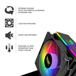 Buy Armaggeddon Gaming Cooling CPU Silent RGB Fan 4-Pipe - BLIZZARD 2 - Black in Cyprus, Nicosia, Limassol, Larnaka, Pafos