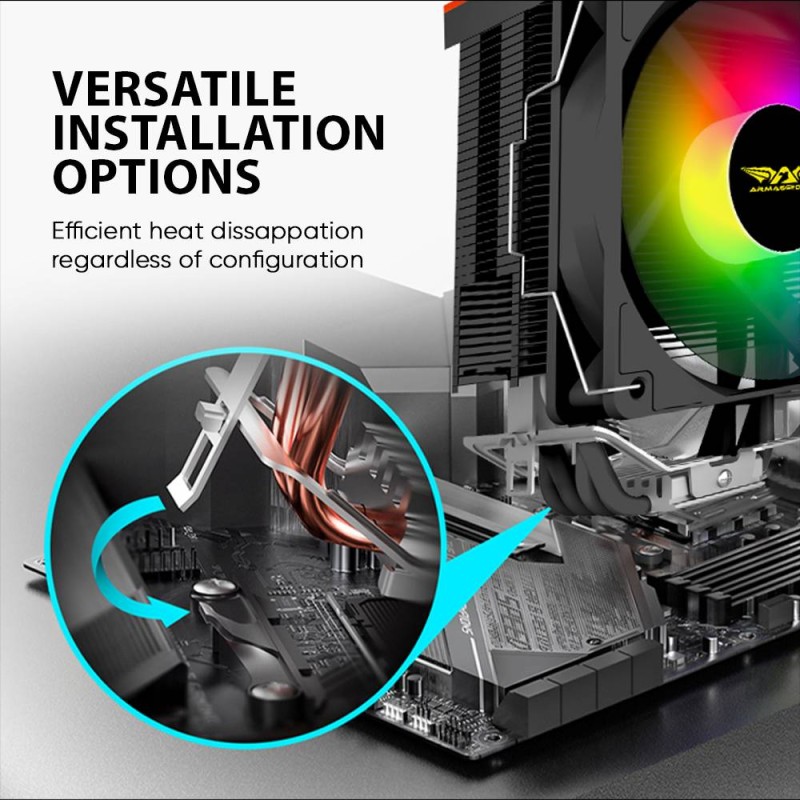 Buy Armaggeddon Gaming Cooling CPU Silent RGB Fan 4-Pipe - BLIZZARD 2 - Black in Cyprus, Nicosia, Limassol, Larnaka, Pafos