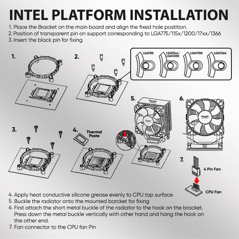 Buy Armaggeddon Gaming Cooling CPU Silent RGB Fan 4-Pipe - BLIZZARD 2 - Black in Cyprus, Nicosia, Limassol, Larnaka, Pafos