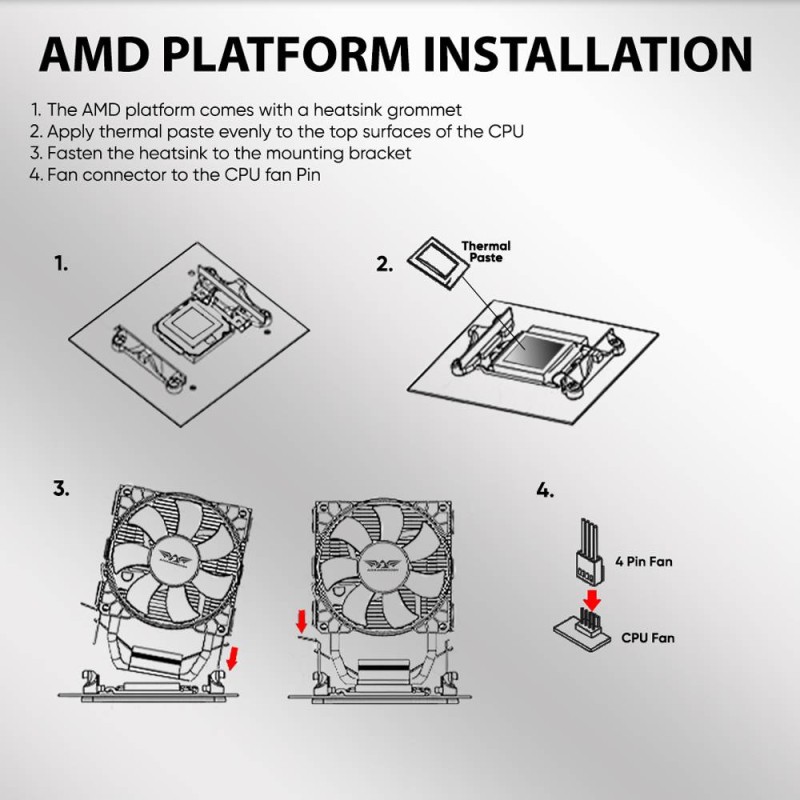 Buy Armaggeddon Gaming Cooling CPU Silent RGB Fan 4-Pipe - BLIZZARD 2 - Black in Cyprus, Nicosia, Limassol, Larnaka, Pafos