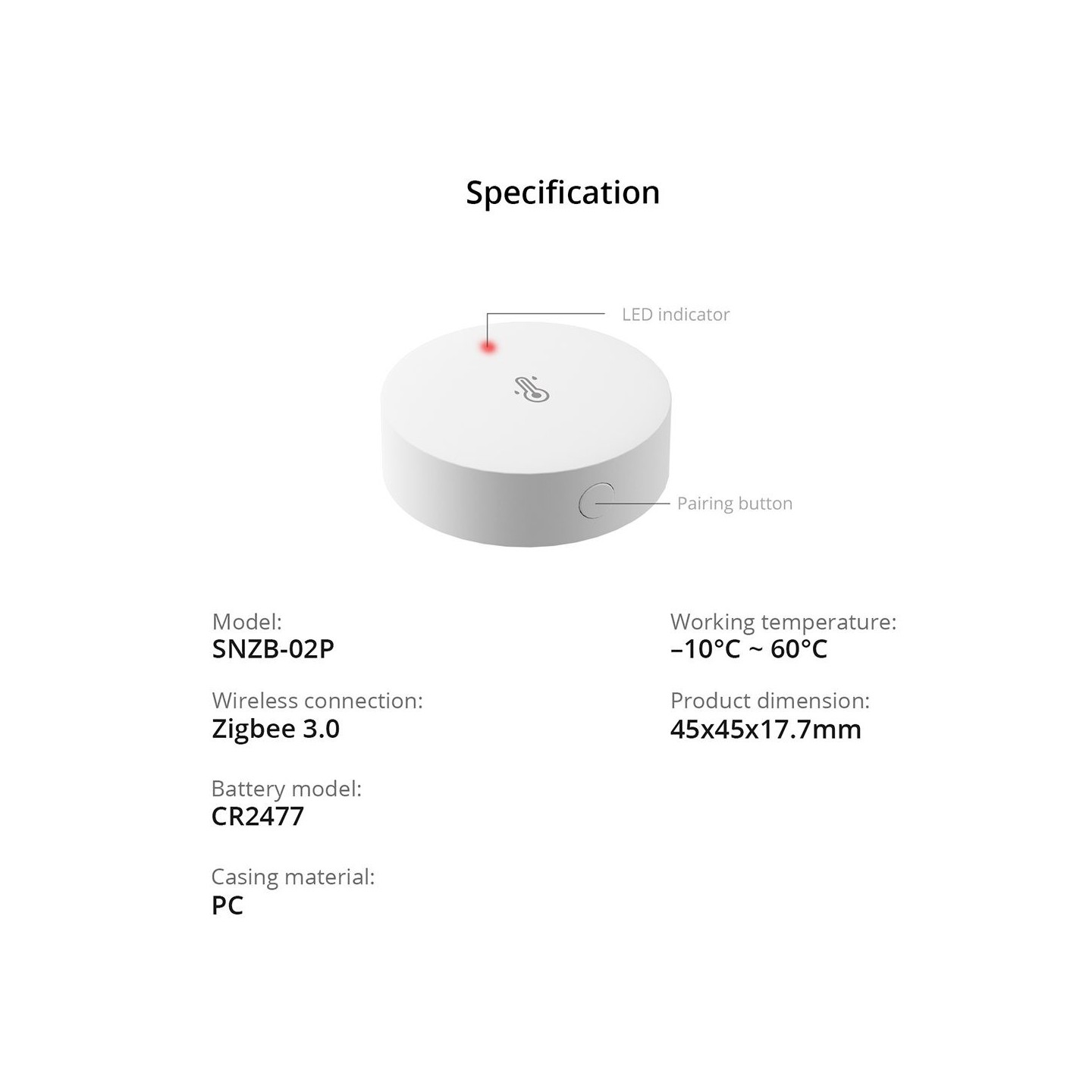 SONOFF Zigbee Smart Temperature Humidity Sensor - SNZB-02P - Zigbee Smart Temperature Humidity Sensor