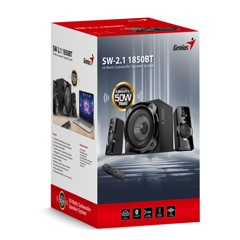 Buy Genius PC Speakers - SW-2.1 1850BT - 2.1, 6.5'' Sub, 50W BT&Optical in Cyprus, Nicosia, Limassol, Larnaka, Pafos