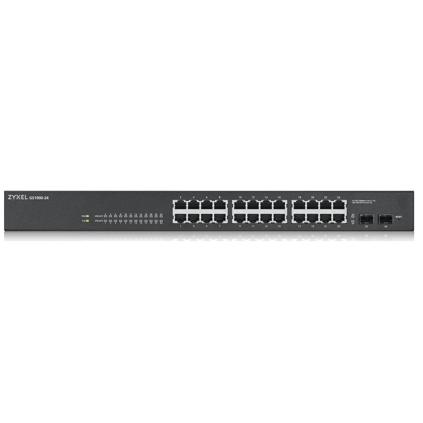 Zyxel Switch Gigabit Ethernet Managed 24-Port + 2SFP - GS1900-24 - UK Plug — Buy in Cyprus with Fast Delivery