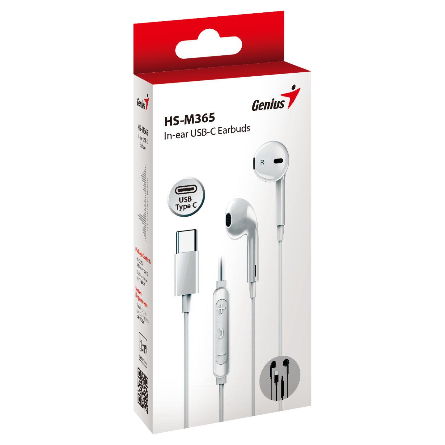 Genius Headset - HS-M365 - In-Ear USB-C Inline Control White — Buy in Cyprus with Fast Delivery