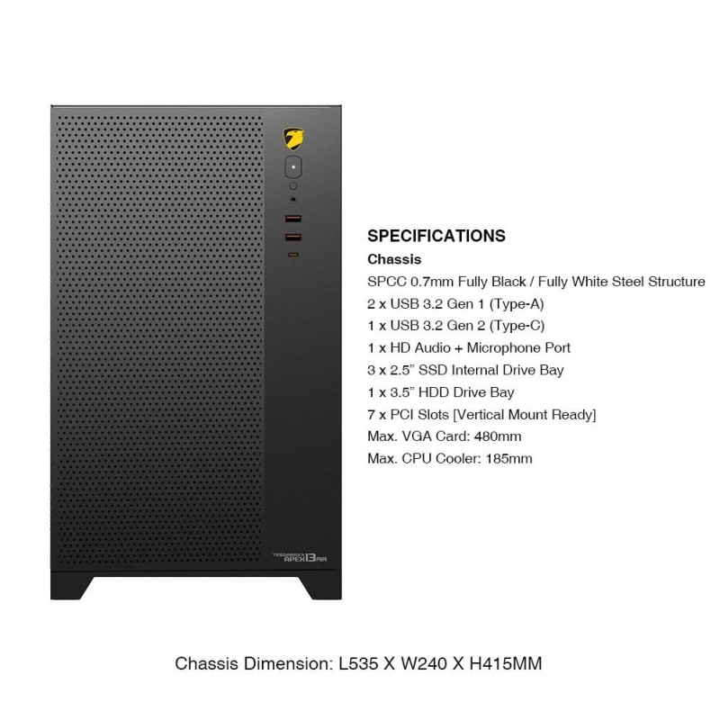 Buy Armaggeddon TESSARAXX APEX 13 AIR Gaming Case - Black in Cyprus, Nicosia, Limassol, Larnaka, Pafos