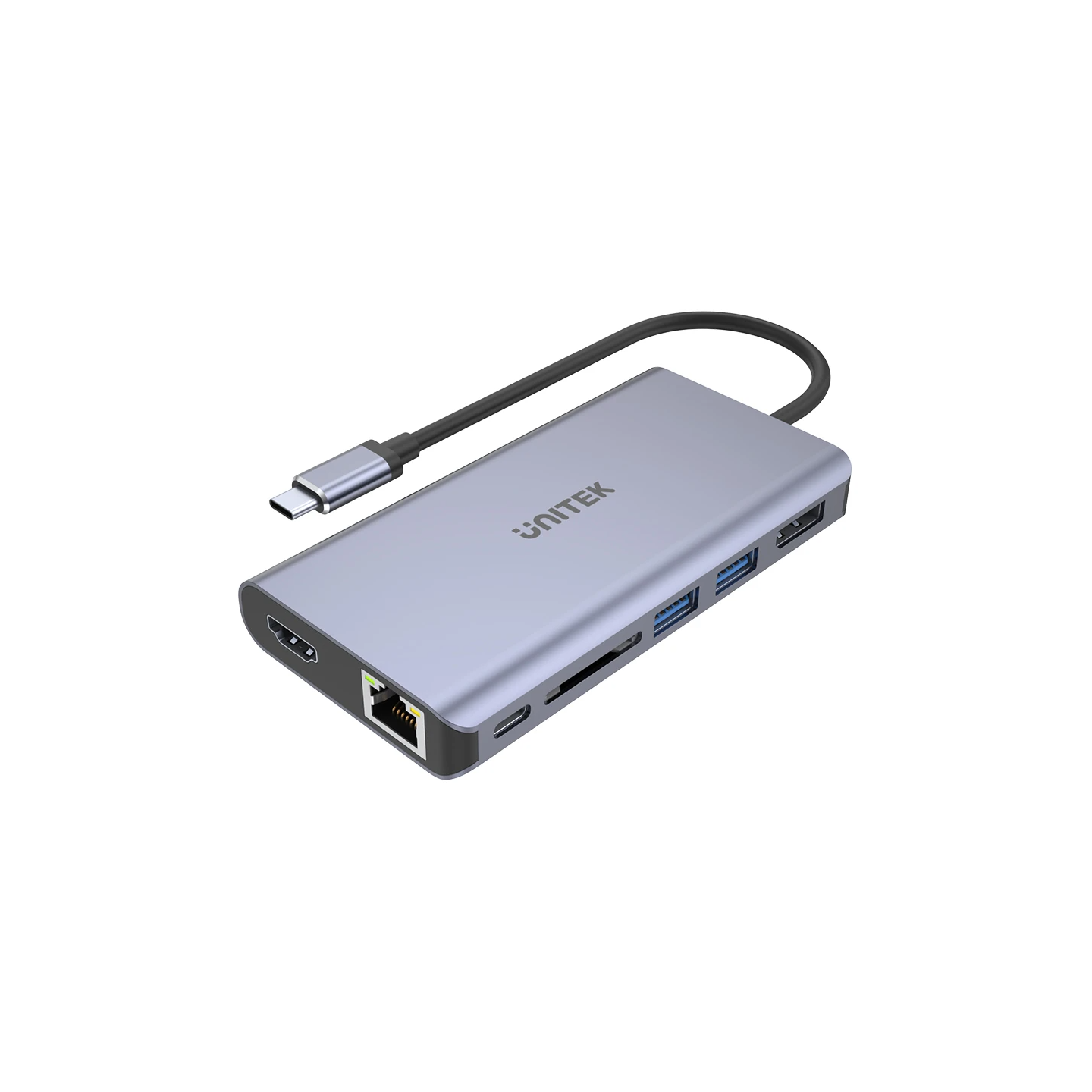 Unitek D1056A USB-C Hub HDMI DP 4K MST PD100W Ethernet SD Gray — Armenius Store Cyprus