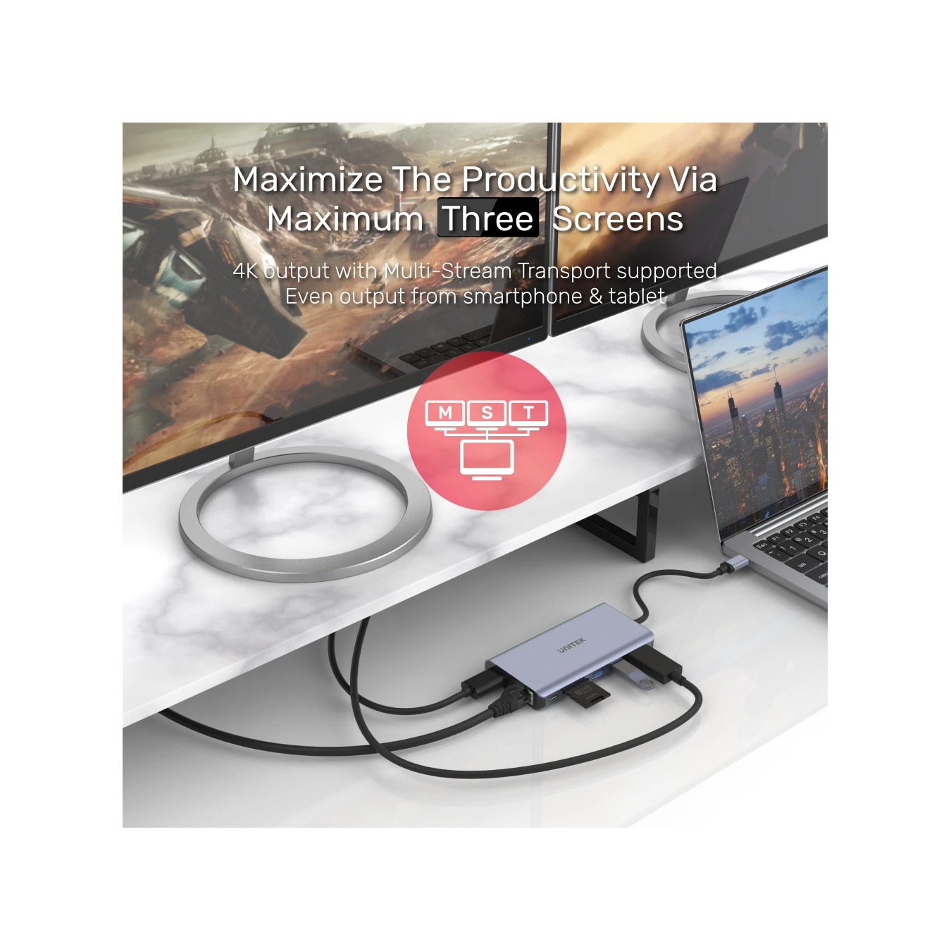 Unitek D1056A USB-C Hub – 4K HDMI/DP PD 100W | Armenius Store