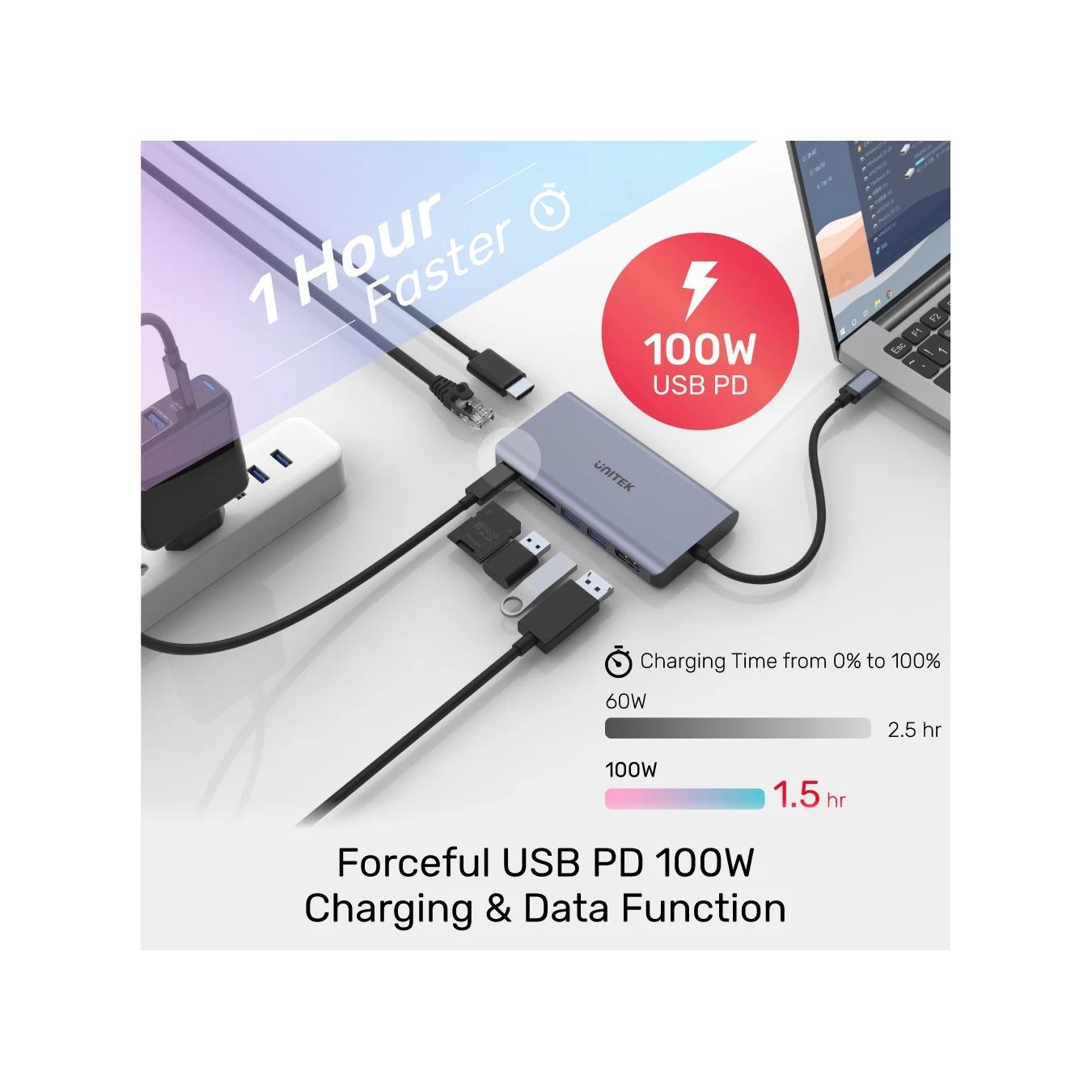 Unitek D1056A USB-C Hub – 4K HDMI/DP PD 100W | Armenius Store
